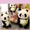 Adorable Panda Plush Toy Soft Cuddly Stuffed Animal For Kids With Bamboo Shoot Design