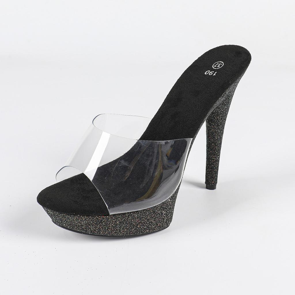 High-heeled Sandals Women's 2025 Summer New Thin-heeled Waterproof Table Rhinestone Model Catwalk Dress Shoes 13CM LFD-1099-Q9