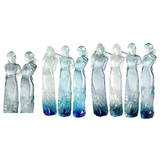 Goddess Figurine Resin Tinted Goddess of Hope Sisters Sculpture Transparent Gradient Blue Woman Statue for Table Mantel Bookshelf Decor