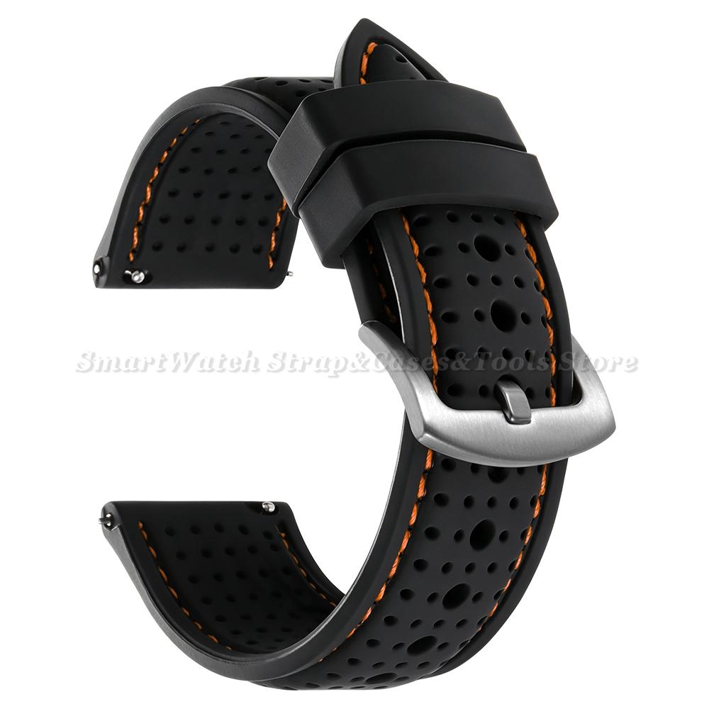 Soft Silicone Rubber Watch Strap 20mm 22mm 24mm Men Women Stitching Sport Waterproof Breathable Wrist Band for Seiko Bracelet