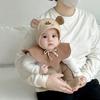 Cute Bear Baby Ear Protection Cap Spring Autumn Cotton Beanie for Infant Boy Gir Solid Color Windproof Bonnet