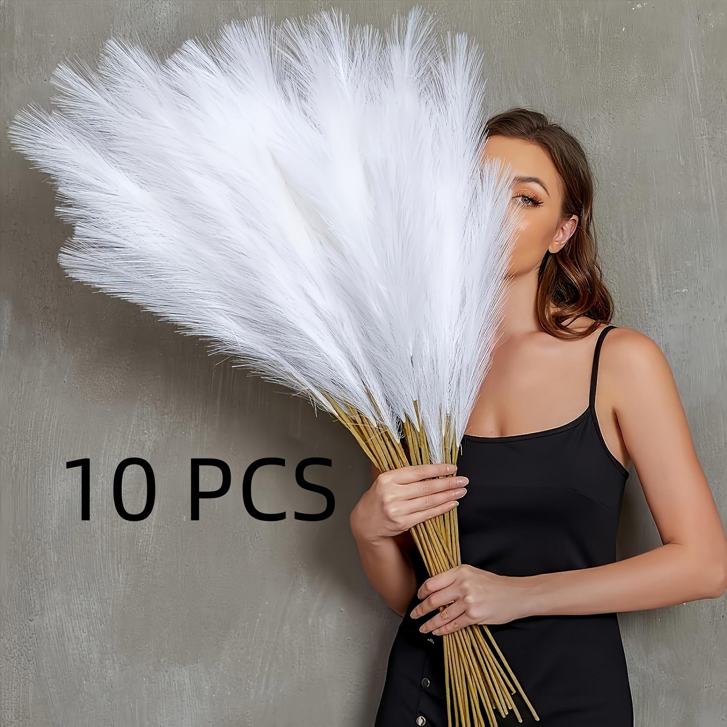 

10pcs Artificial Pampas Grass, Tall Artificial Fleece Grass Branches,Used for Home Bohemian Decoration Flower Arrangement White білий