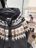 Unisex Fair Isle Horn Button Hooded Knit Cardigan Coat - Autumn/Winter Korean Style