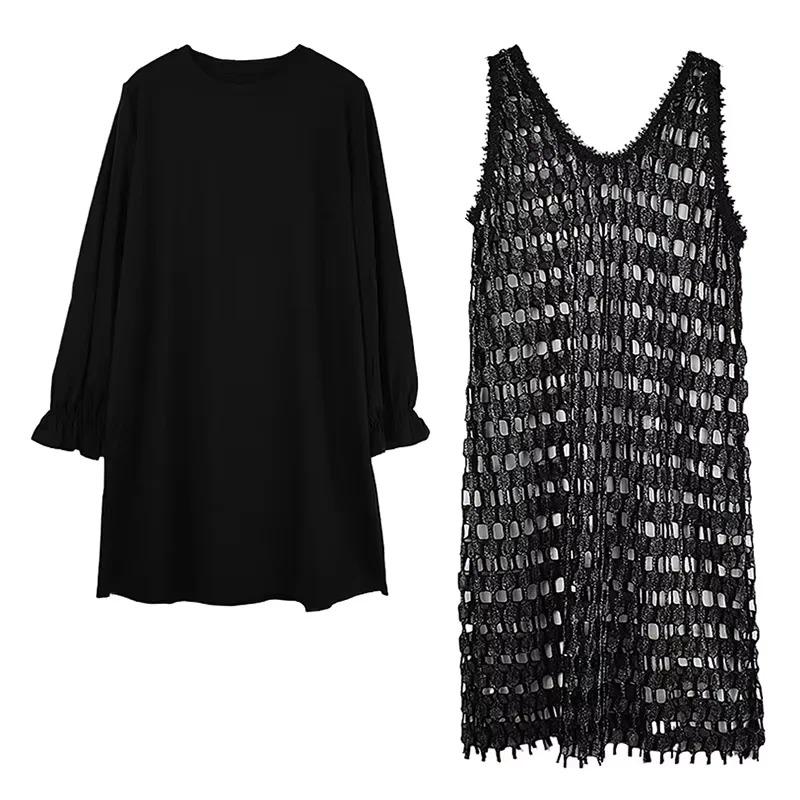 

Xitao Платье женское с рукавом полной длины с вырезами ZMY1185 One Size чёрный