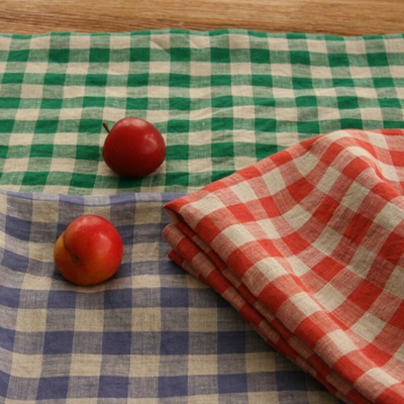 Apple Check Linen 2-Person Tablecloth/Tablecloth 100x130