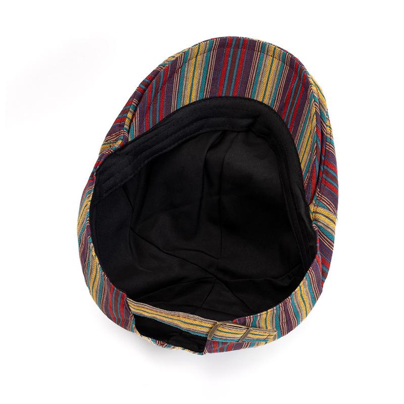 Retro Beret Women's Spring Autumn Thin Striped Forward Hat Men Sunshade Sun-Proof Painter Hat