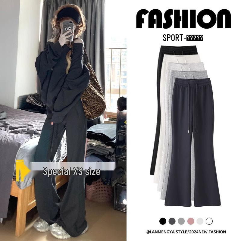 

2024 Women s American Retro Drawstring Flared Pants - Petite Slimming Casual Wear for Spring & Autumn M (96-105 lbs)