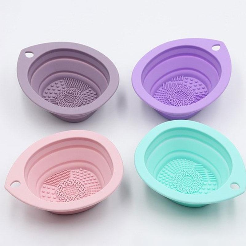 Silicone Foldable Makeup Brush Cleaner, Brush Scrubber Bowl, Portable Washing Tool Cosmetic Brush Cleaner