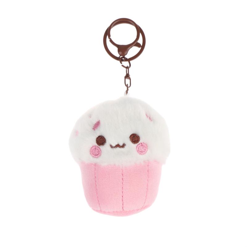 Soft Kawaii Mushroom Plush Keychain Cute Cupcake Teacup Design Mini Keyring Bag Pendant for Girls Daily Use