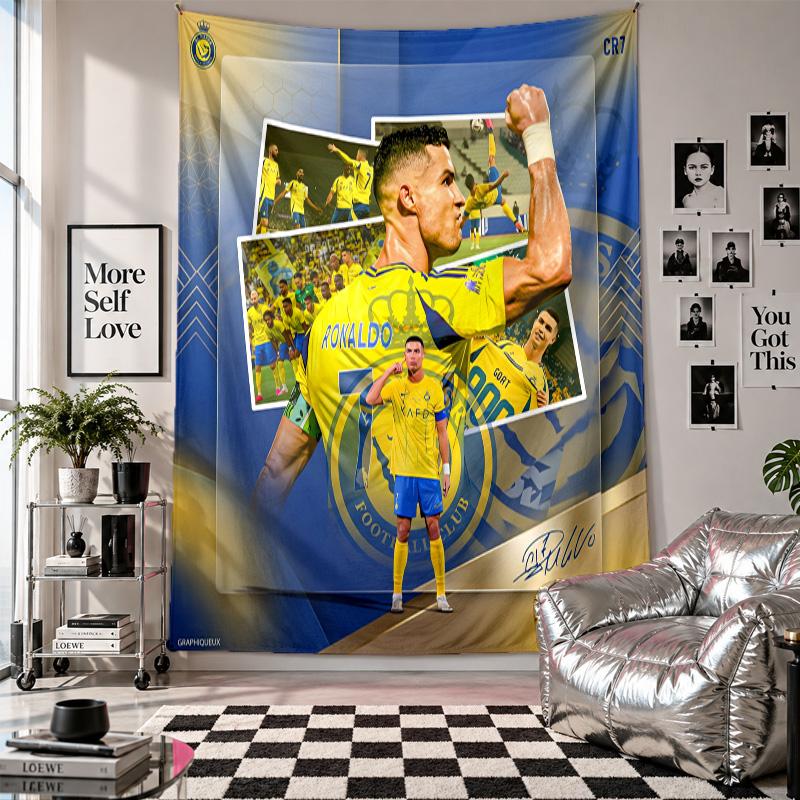 Cristiano Ronaldo Duvar Kilim Ev Dekorasyonu Yatak Odası Oturma Odası Arka Planı için Duvara Asılan Kumaş
