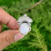 Easter Deal Oval Rainbow Moonstone Stone Bezel Promise Ring 925 Sterling Silver