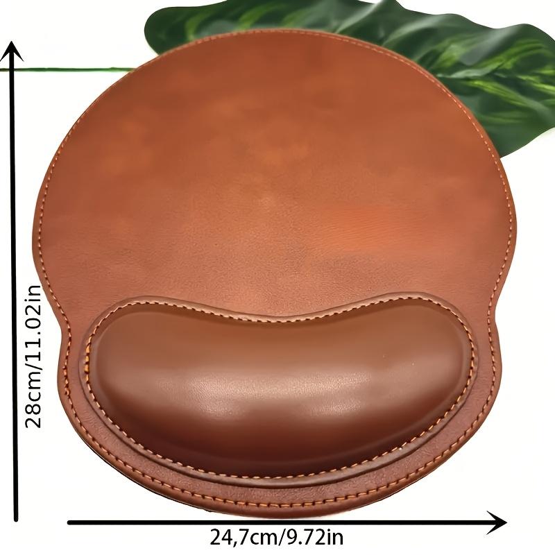 1PC Ergonomic wrist rest faux leather gaming/office mouse pad - non-slip oval desk mat with rubber base, simple wrist rest.