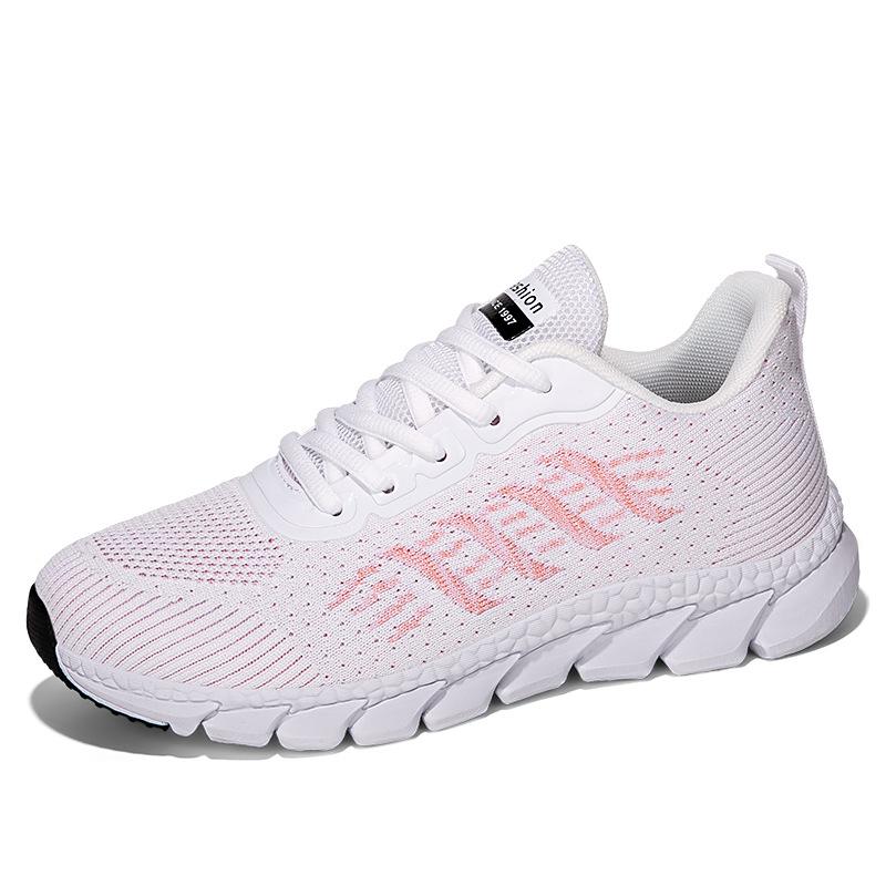 Spring new fly-woven breathable running shoes sports women's casual shoes soft-soled couples with the same versatile little white shoes