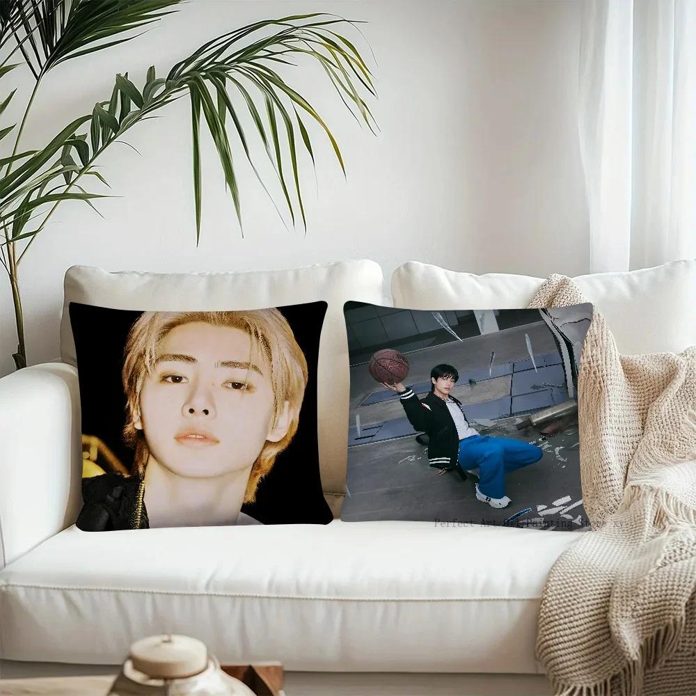 1 Stück KPOP Park Sunghoon Kissenbezug Quadratischer Kissenbezug Schlafzimmer Sofa Raumdekoration Lässig E-ENHYPEN Kissenbezug