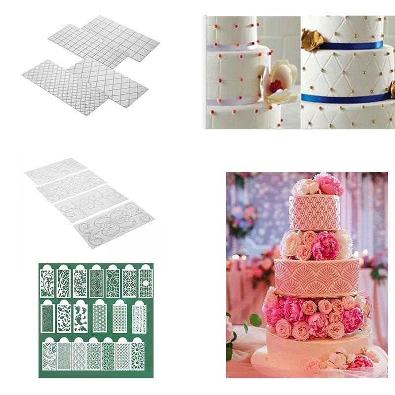 Cake Decorating Stencil Reusable Plastic Templates for Fondant Buttercream Royal Icing Wedding Birthday Cake Decoration Tools