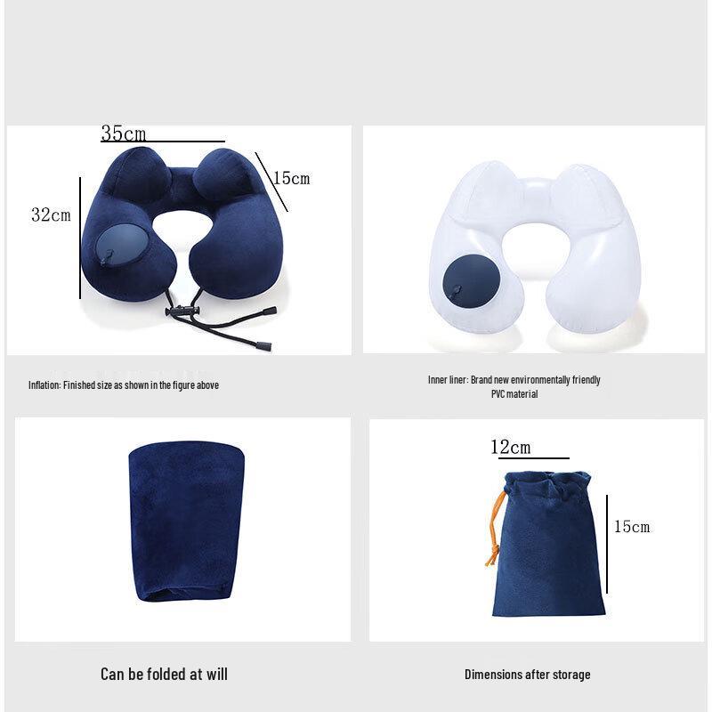 OEING Upgraded Press-Type Inflatable Travel U-Pillow