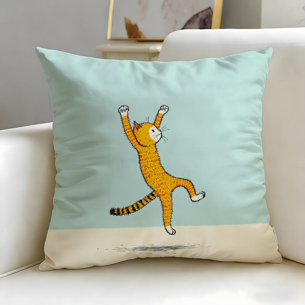 popular cartoon Naughty cat Cushion Cover Soft & Easy-Wash Pillow Case – Versatile for Couch, Bed, Travel and Office