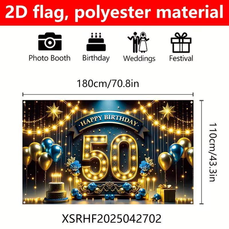 2D Marineblau Gold 50. Geburtstag Banner, Happy 50 Birthday Party Fotografie Kulisse