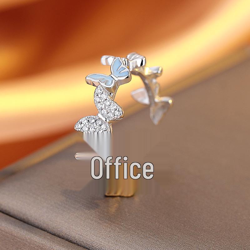 

Blue Butterfly Epoxy Women s Unique Open Ring - Stylish, Sweet, and Cool Design for Index Finger. Adjustable Open синий