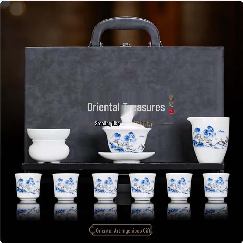 Tanghui Jade Porcelain Kung Fu Tea Set - Landscape