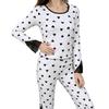 Women's Heart Print Pajama Set: Long Sleeve Top & Lace Trim Pants