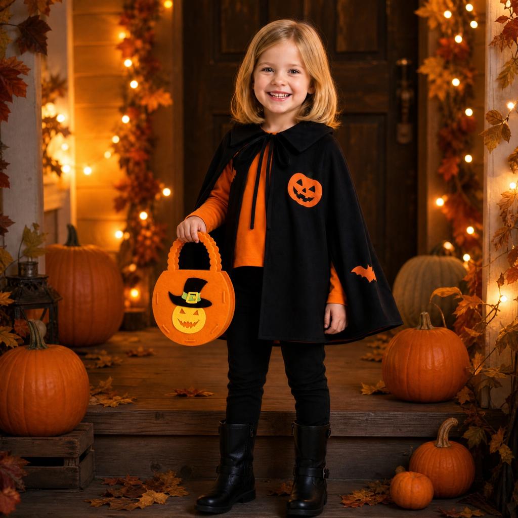 Kids Halloween Pumpkin Candy Bag Gift Bag with Handles 3D Design