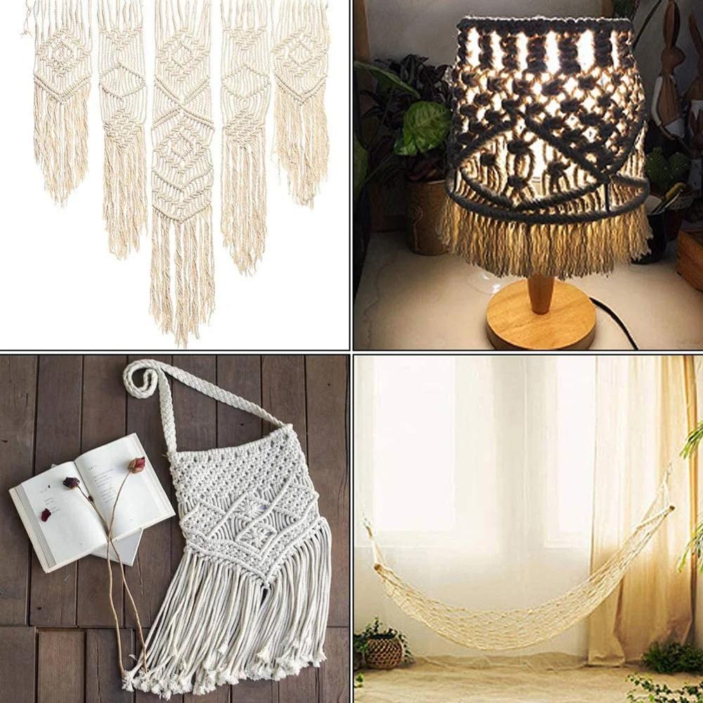 Fir Macrame Bumbac Fir Bumbac Natural Frânghie Bumbac Răsucit Fir Moale Bumbac Șnur DIY Agățătoare de Perete Agățătoare Plante Meșteșug Tricotat Fir Meșteșug