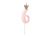 Partydeco Geburtstagskerze Zahl 6 Hellrosa 9,5cm