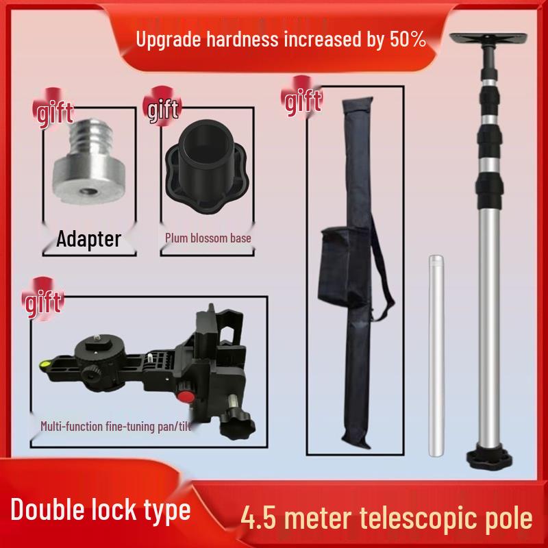 Telescopic Stainless Steel Spirit Level with Infrared Bracket & Fine-Tuning Gimbal for Ceiling Support
