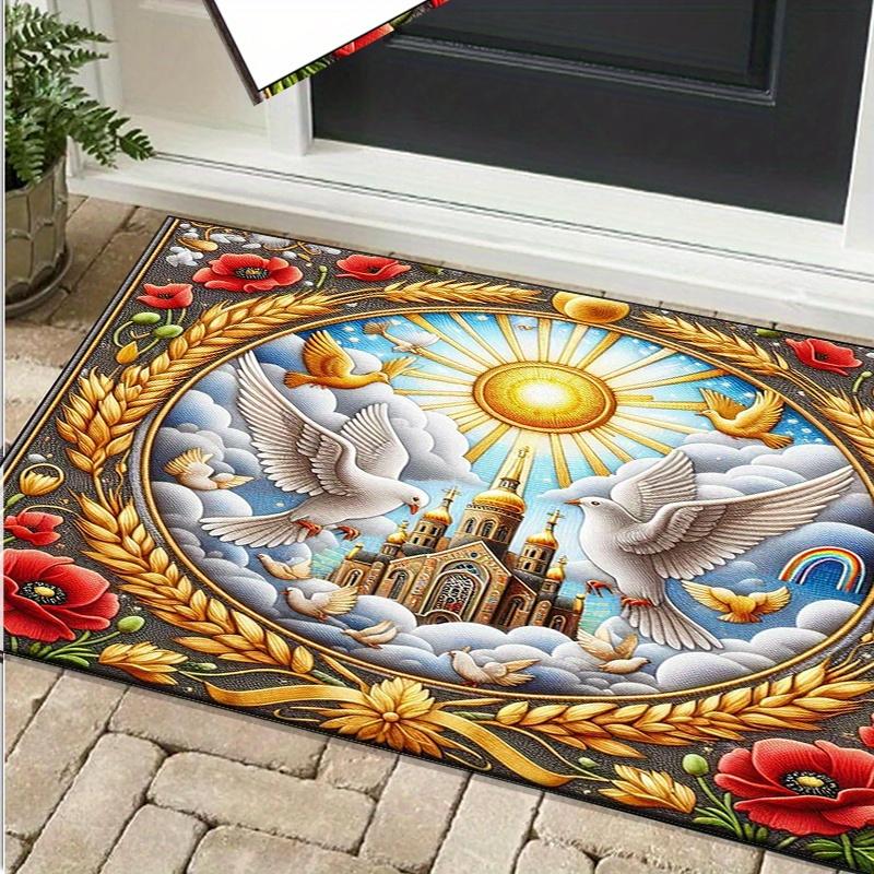 Heavenly Doves and Sun Rug religious symbols spiritual gifts decorative carpetAnti slip carpet can be machine washed