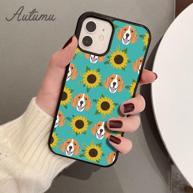 Beagle Floral Dog Phone Case for iPhone 11 12 13 14 Pro Max Mini X XR XS SE 2020 6S 7 8 Plus Samsung Galaxy S21 S22 Cover Shell