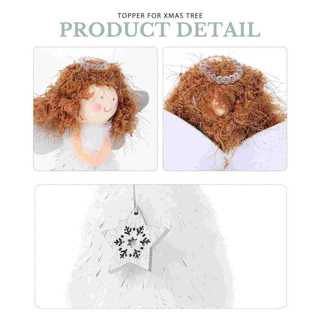 Weihnachtsdekorationen Spitze für Weihnachtsbaum Engel Partyzubehör Mädchen Herz Pvc Plüsch Baumspitze Tischdeko