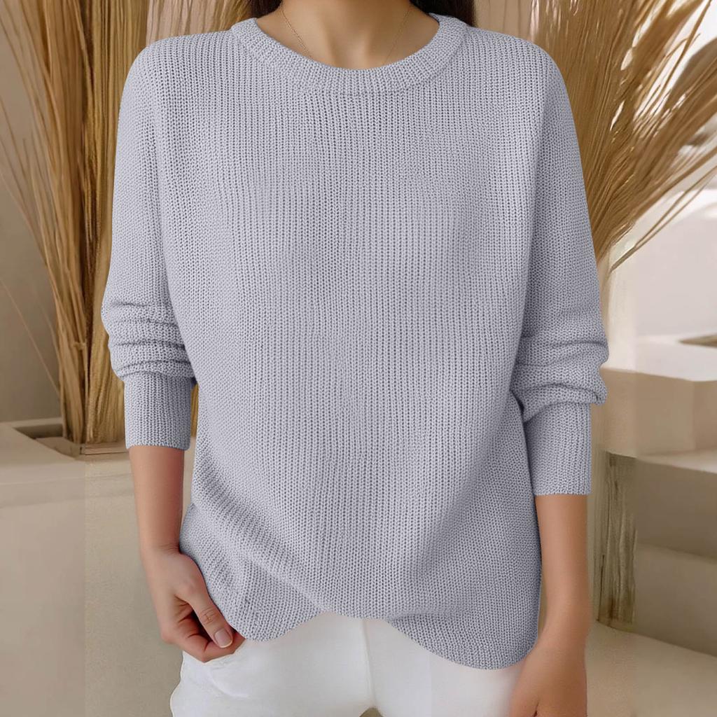 Long Sleeve Pullover Sweaters For Women O Neck Casual Cute Printing Knit Oversized Sweater