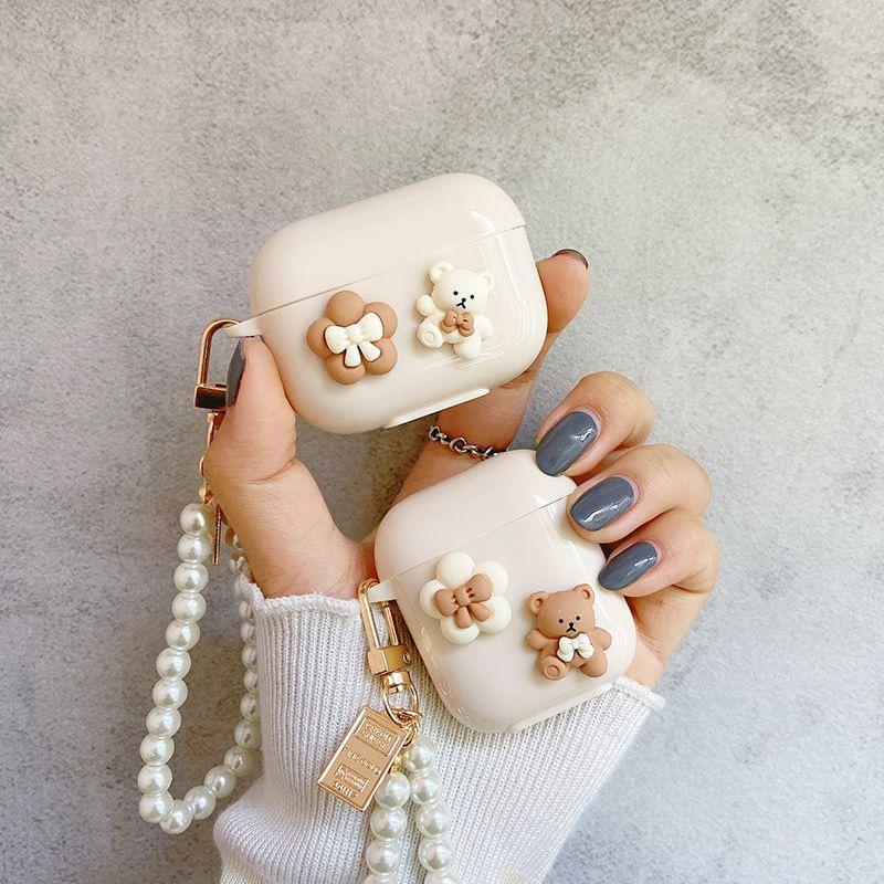 Cute Bear Graphic Pattern Earphone Clear Case For AirPods1/2 AirPods3 Airpods Pro AirPods Pro Christmas Halloween Deco