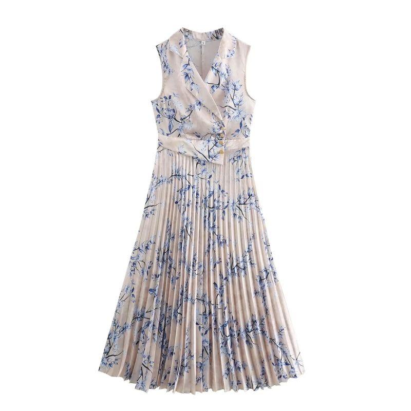 Jnleaog Summer New Arrival Women's Clothing Fashion Style French Fashion Commute Style Elegance Sleeveless Pleated Warehouse