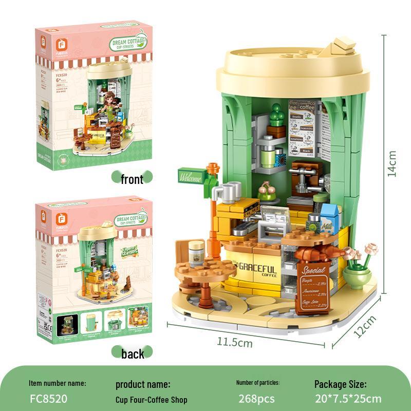 Fangcheng FC8520 Dreamy Cottage Coffee & Milk Tea Shop Building Blocks Toy Set