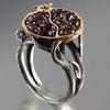 Vintage Faux Gemstone Rattan Pomegranate Ring Women Wedding Engagement Jewelry
