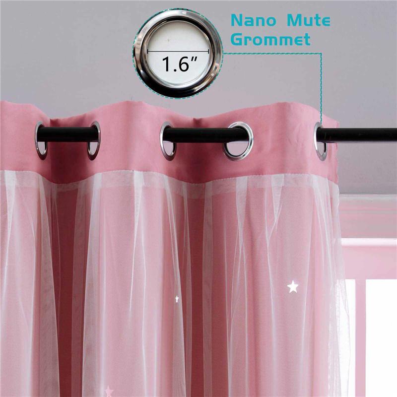 Double Layer Curtains with Star Cut-Outs Blackout Rod Pocket Drapes Projects Beautiful Starry Patterns Home Window Decor