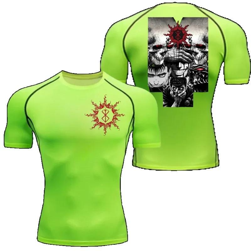 Comfortable Fitness T-shirt Men Guts Griffith Graphic Breathable Slim Fit Top Summer Gym Jogging Training Elastic Fitness Suit