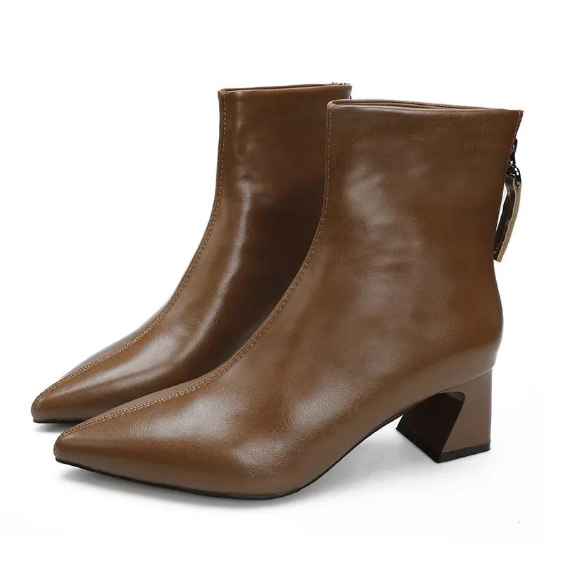 Fashion Spring/ Autumn Short Boots High Heel British Style 2025 New Women's Boots Medium Tube Pointed Fashion Boots Thick Heel Shoes