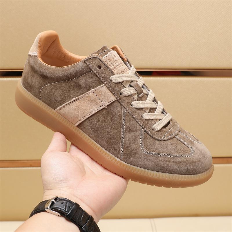 Spot 25 high version cowhide retro German training shoes men's and women's white shoes genuine leather soft leather couple Forrest Gump training b