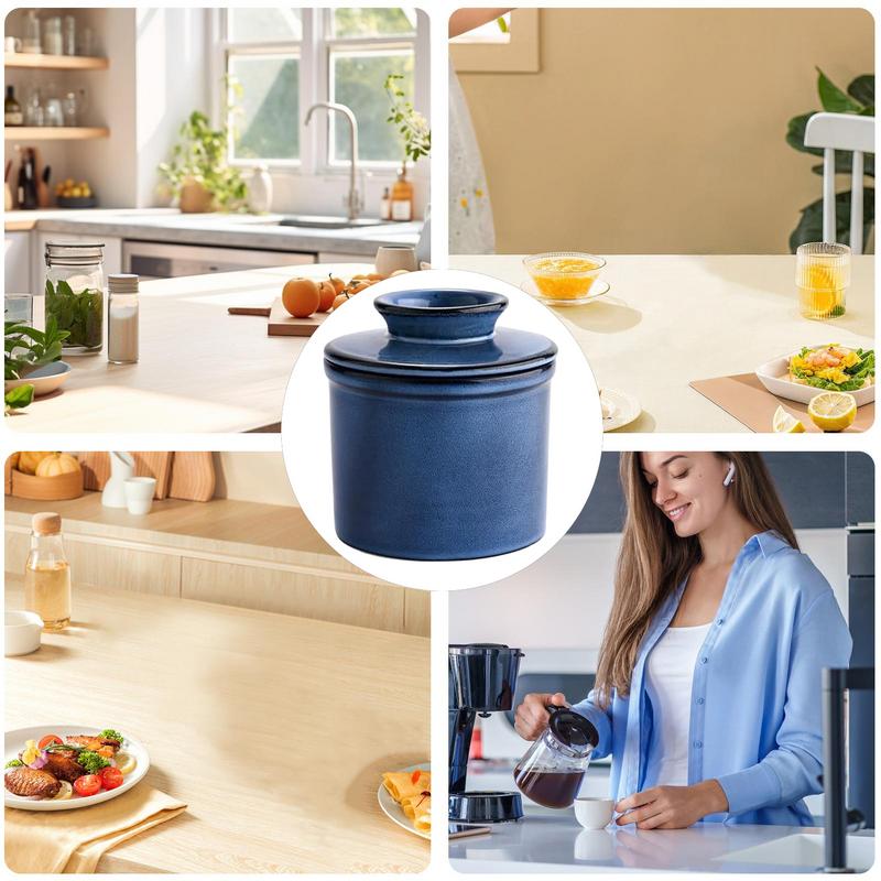 Tereyağ Kavanozu Sürülebilir Tereyağı İçin Seramik Kavanoz Dekoratif Su Geçirmez Hava Geçirmez Tereyağ Kabı Çömlekçilik Tereyağı Saklama Kabı Dekorasyon İçin Çömlek