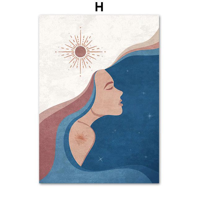 Divination Witch Poster Moon Sun Goddess Wall Art Canvas Painting Tarot Nordic Prints Wall Pictures for Living Room Boho Decor