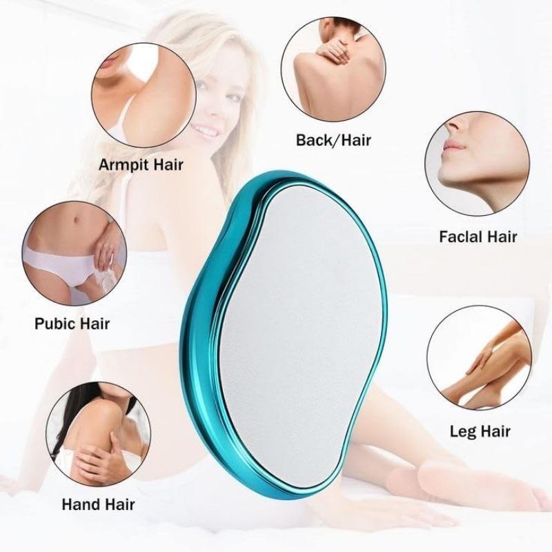 Crystal Hair Eraser - Removedor de pelos indolor para mulheres e homens, braços, pernas e costas, esfoliação suave portátil, reutilizável e lavável