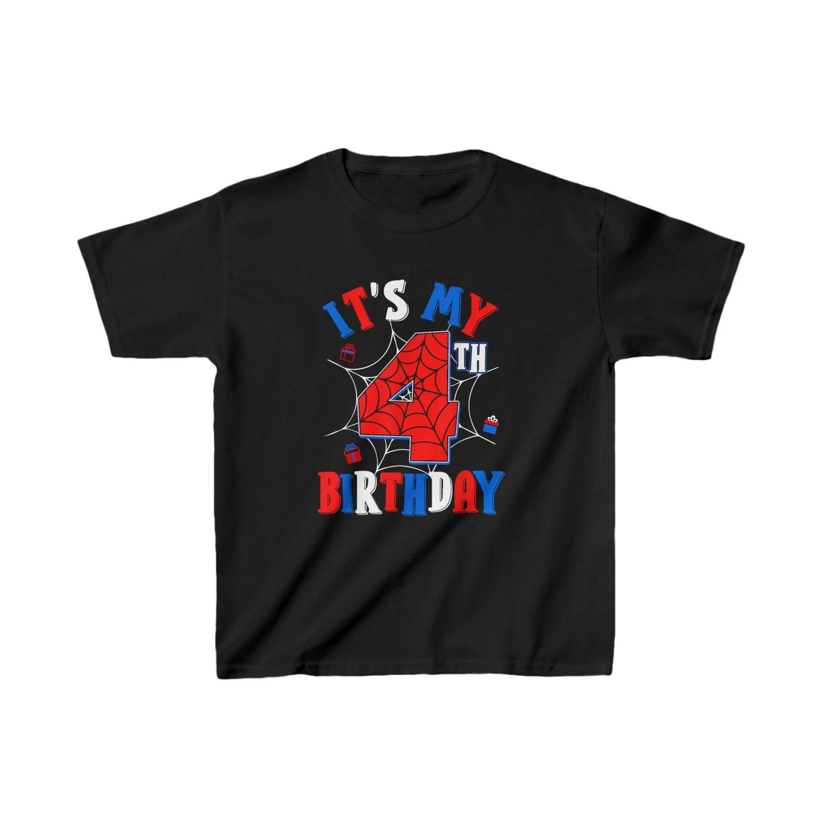 Kids It s My 4th Birthday Spider Party Birthday Boys Girls T-Shirt 150