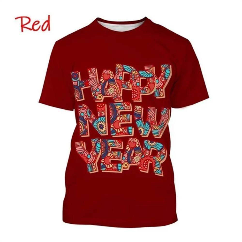 Happy New Year! Hot Selling Men And Women 3D Printed T-Shirt Short Sleeve Fashion Casual Christmas Art T-Shirt Unisex Tops Tees