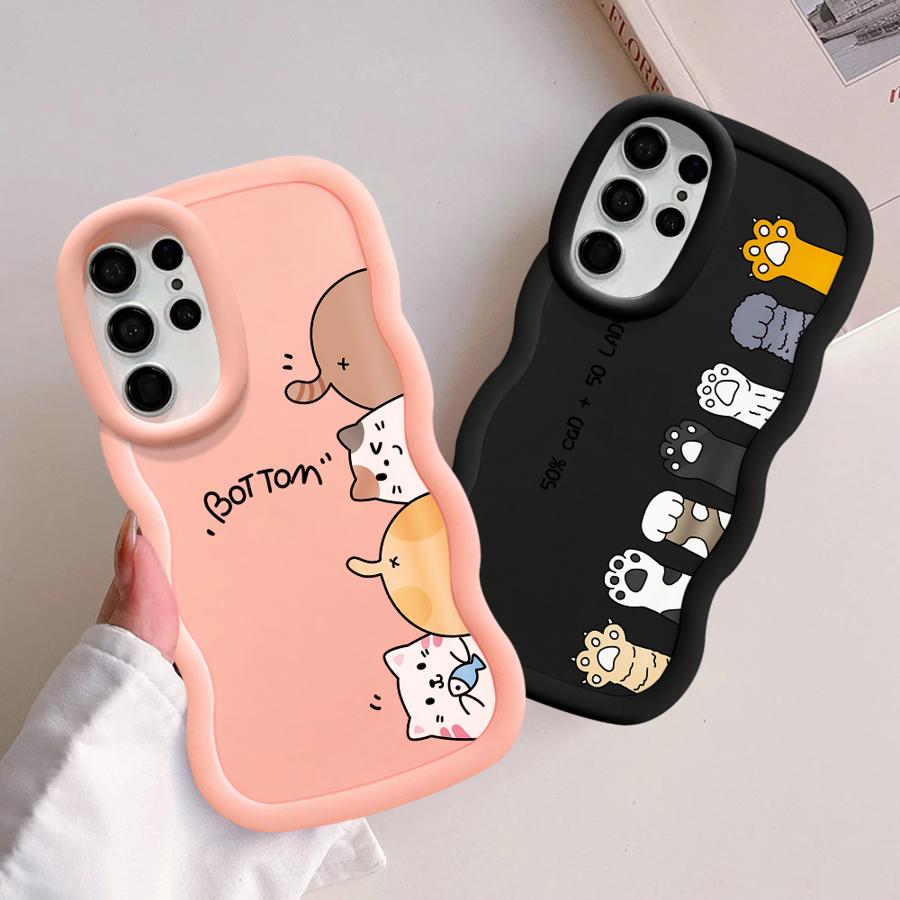 Soft Phone Cover Case for Samsung Galaxy S22 Ultra S24 S20 FE A25 S25 S21 A26 S23 Plus A55 A54 A34 A35 A24 A36 Cute Cartoon Cat