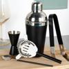 Bar Set Shaker Measuring Cup Strainer Tongs Drinking Spoon 5 Pcs.