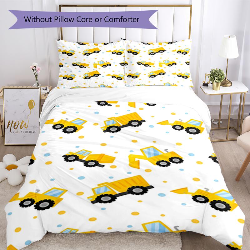 3pcs Excavator Bedding Set Duvet Cover Closure Includes 1 Duvet Cover & 2 Pillowcases, Soft and Comfortable for All Seasons.