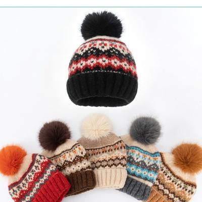 New Beanie Hat for Women Crochet Knit Slouchy Pom Pom Handmade Chunky Windeproof Beanie Winter Ski Warm Skull Cap